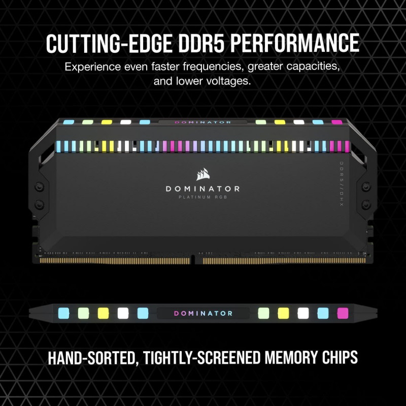 Пам'ять для настільних комп'ютерів Corsair 64 GB (2x32GB) DDR5 6000 MHz DOMINATOR PLATINUM RGB (CMT64GX5M2B6000Z30)